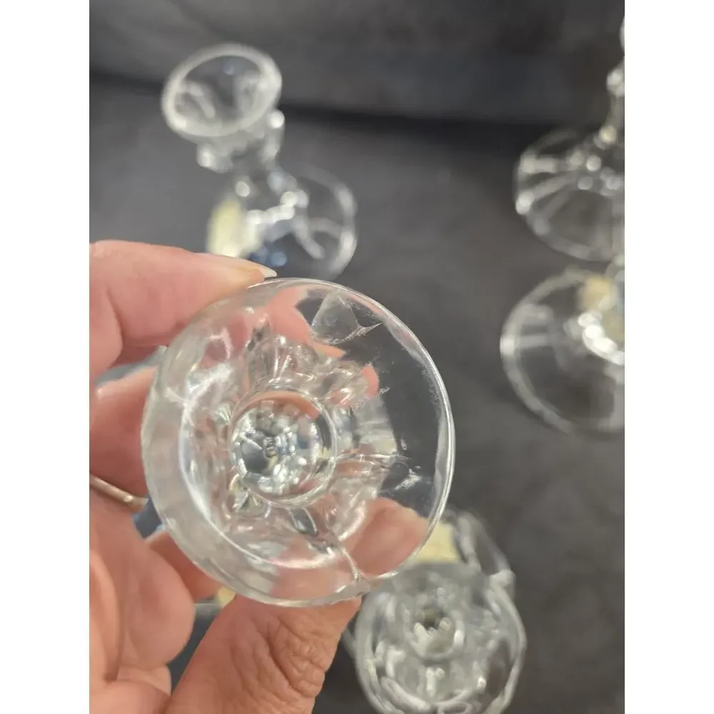 Libbey Crisa Glass Candlestick Holders Lot of 12 Aquamarine Blue Clear Taper